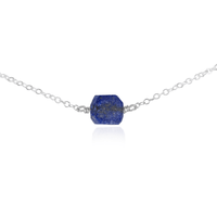 Tiny Raw Lapis Lazuli Crystal Nugget Choker - Tiny Raw Lapis Lazuli Crystal Nugget Choker - Sterling Silver - Luna Tide Handmade Crystal Jewellery