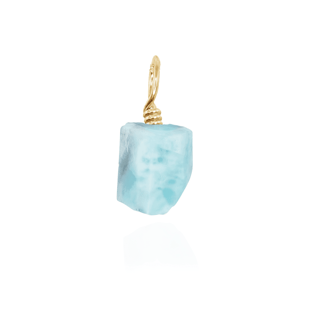 Tiny Raw Larimar Crystal Pendant - Tiny Raw Larimar Crystal Pendant - 14k Gold Fill - Luna Tide Handmade Crystal Jewellery
