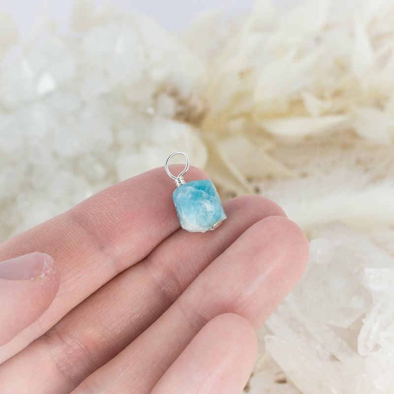 Tiny Raw Larimar Crystal Pendant - Tiny Raw Larimar Crystal Pendant - Sterling Silver - Luna Tide Handmade Crystal Jewellery