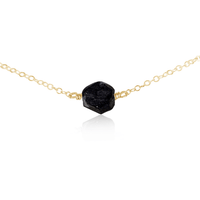 Tiny Raw Obsidian Crystal Nugget Choker - Tiny Raw Obsidian Crystal Nugget Choker - 14k Gold Fill - Luna Tide Handmade Crystal Jewellery