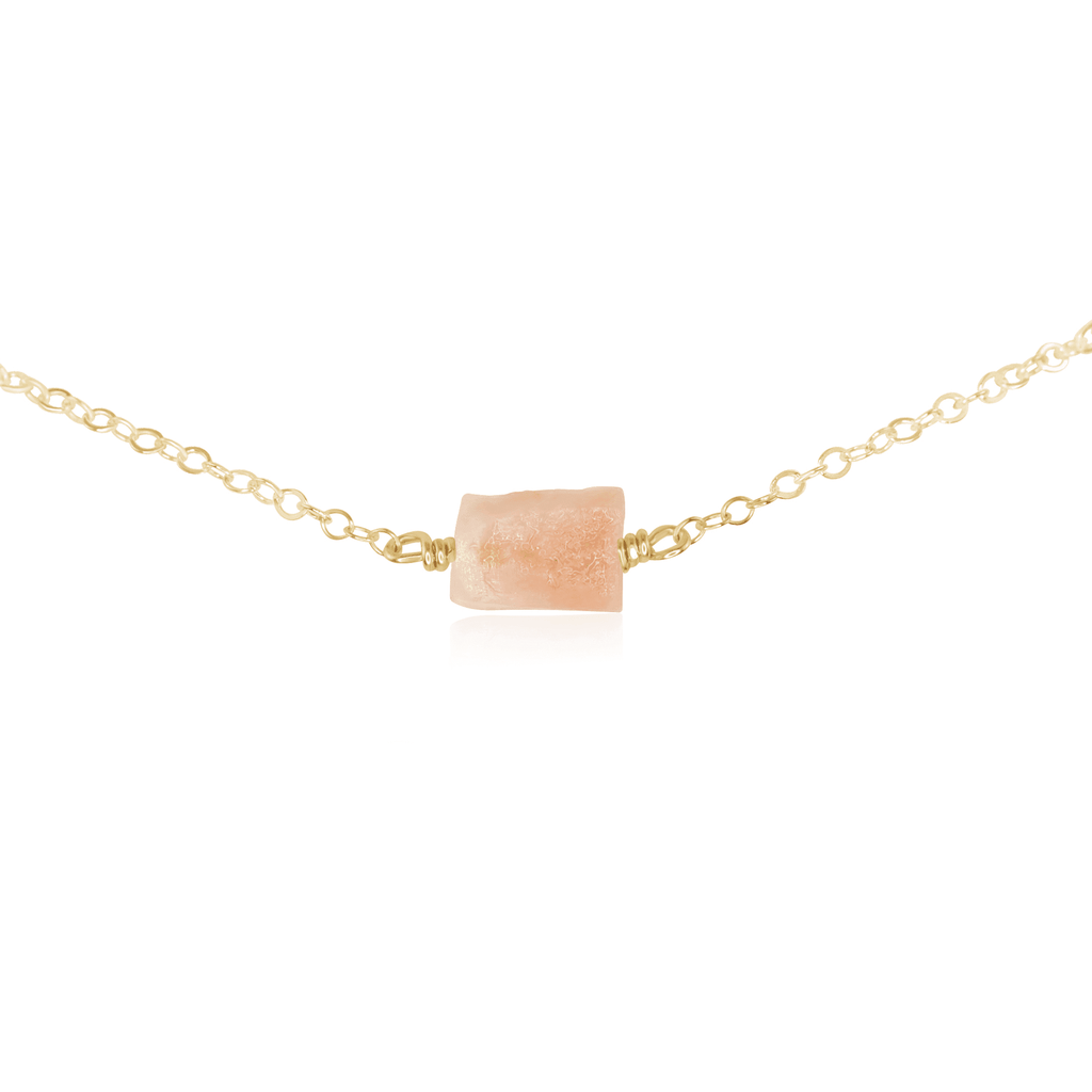 Tiny Raw Pink Peruvian Opal Crystal Nugget Choker - Tiny Raw Pink Peruvian Opal Crystal Nugget Choker - 14k Gold Fill - Luna Tide Handmade Crystal Jewellery