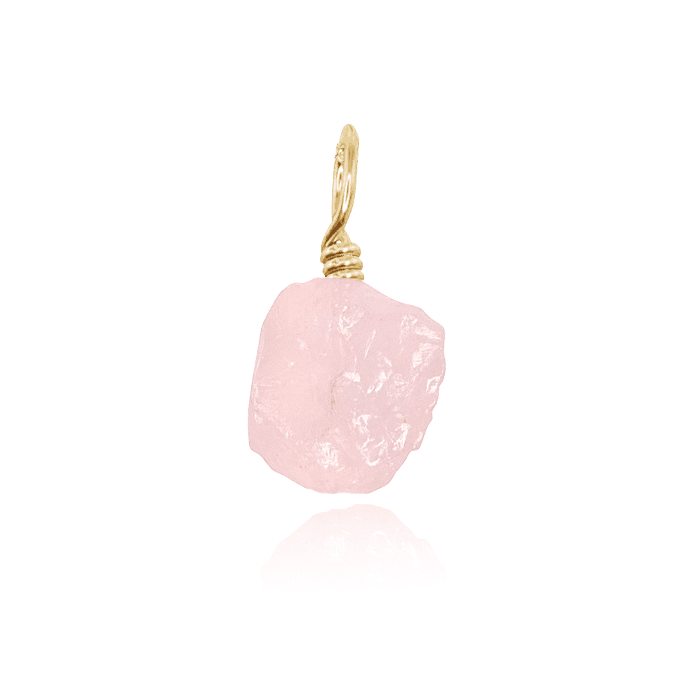 Tiny Raw Rose Quartz Crystal Pendant - Tiny Raw Rose Quartz Crystal Pendant - 14k Gold Fill - Luna Tide Handmade Crystal Jewellery