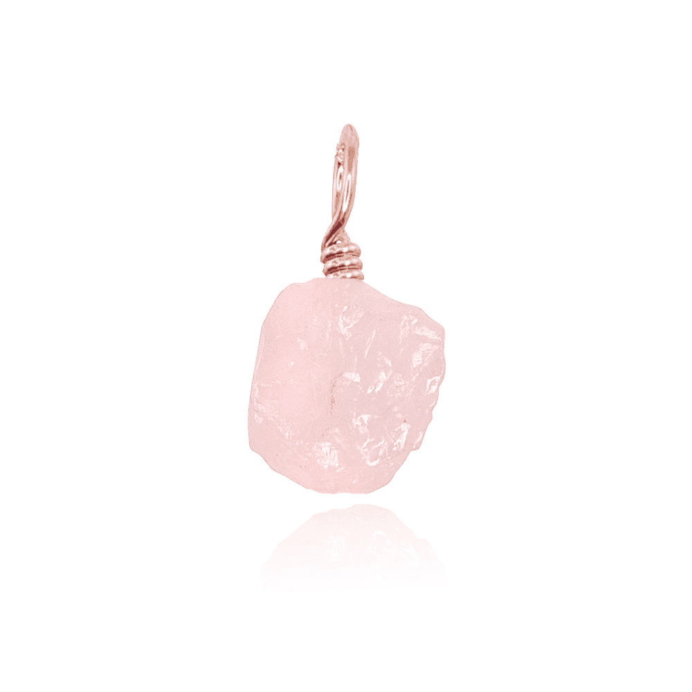 Tiny Raw Rose Quartz Crystal Pendant - Tiny Raw Rose Quartz Crystal Pendant - 14k Rose Gold Fill - Luna Tide Handmade Crystal Jewellery