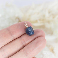 Tiny Raw Sapphire Crystal Pendant - Tiny Raw Sapphire Crystal Pendant - Sterling Silver - Luna Tide Handmade Crystal Jewellery