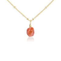 Raw Crystal Pendant Necklace - Sunstone - 14K Gold Fill Satellite - Luna Tide Handmade Jewellery