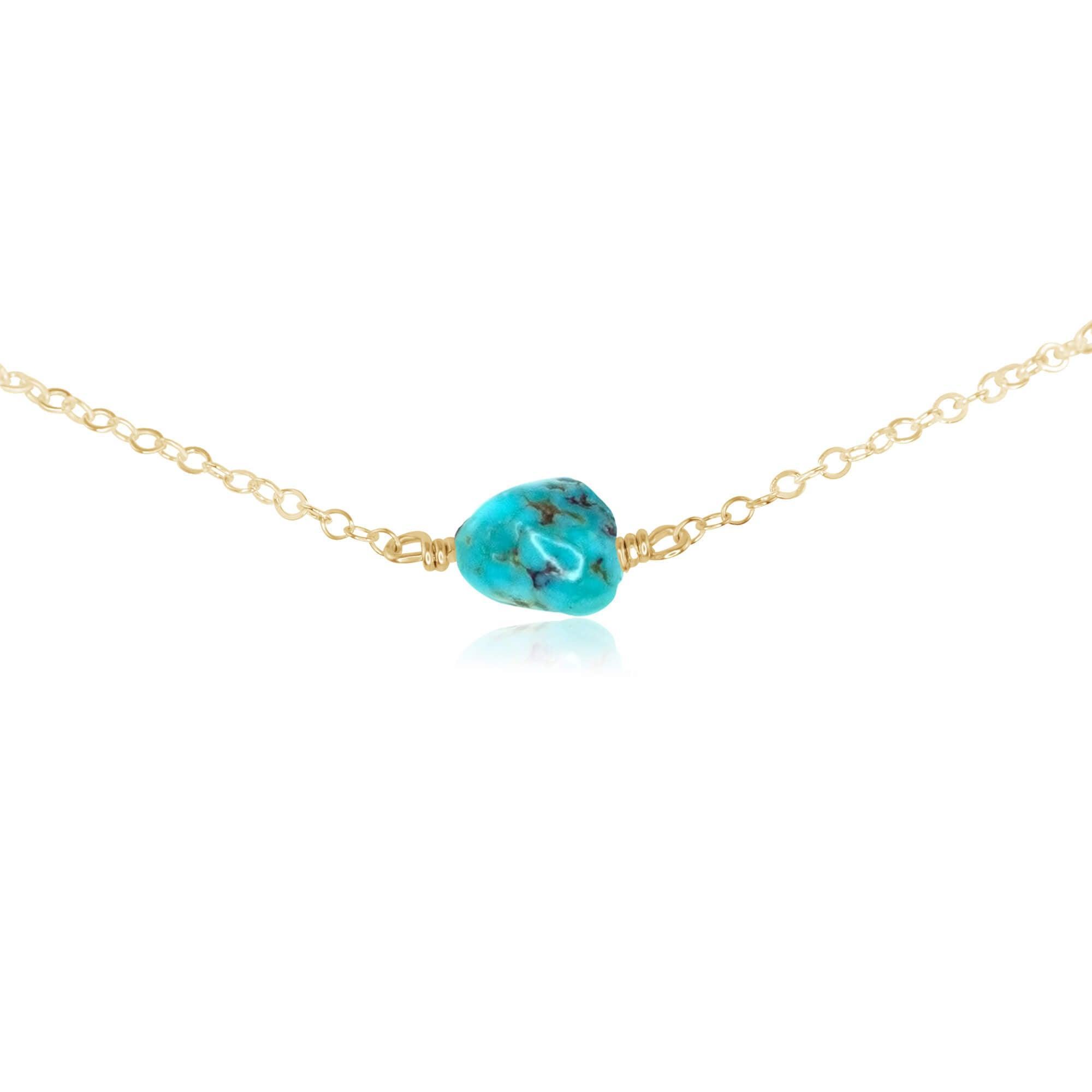 Tiny Raw Turquoise Crystal Nugget Choker - Tiny Raw Turquoise Crystal Nugget Choker - 14k Gold Fill - Luna Tide Handmade Crystal Jewellery