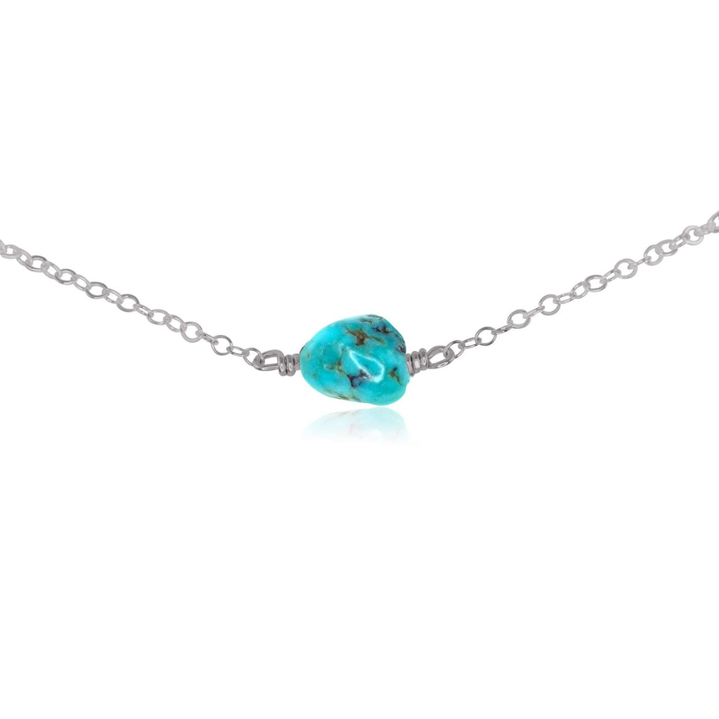 Tiny Raw Turquoise Crystal Nugget Choker - Tiny Raw Turquoise Crystal Nugget Choker - Stainless Steel - Luna Tide Handmade Crystal Jewellery
