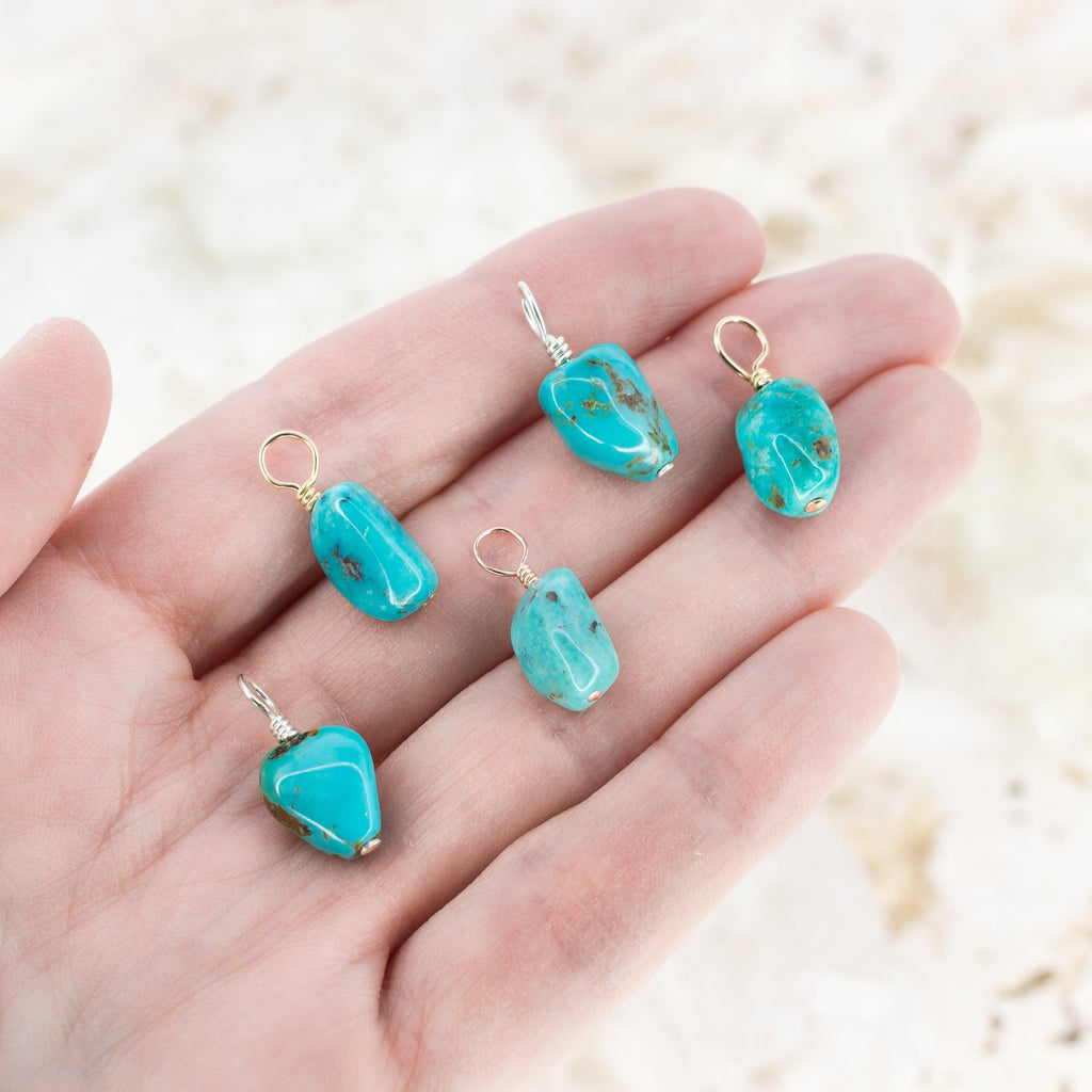 Tiny Raw Turquoise Crystal Pendant - Tiny Raw Turquoise Crystal Pendant - Sterling Silver - Luna Tide Handmade Crystal Jewellery