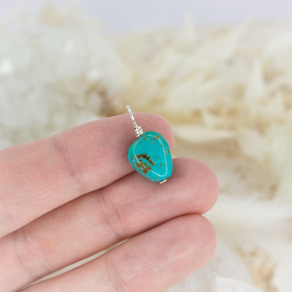 Tiny Raw Turquoise Crystal Pendant - Tiny Raw Turquoise Crystal Pendant - Sterling Silver - Luna Tide Handmade Crystal Jewellery