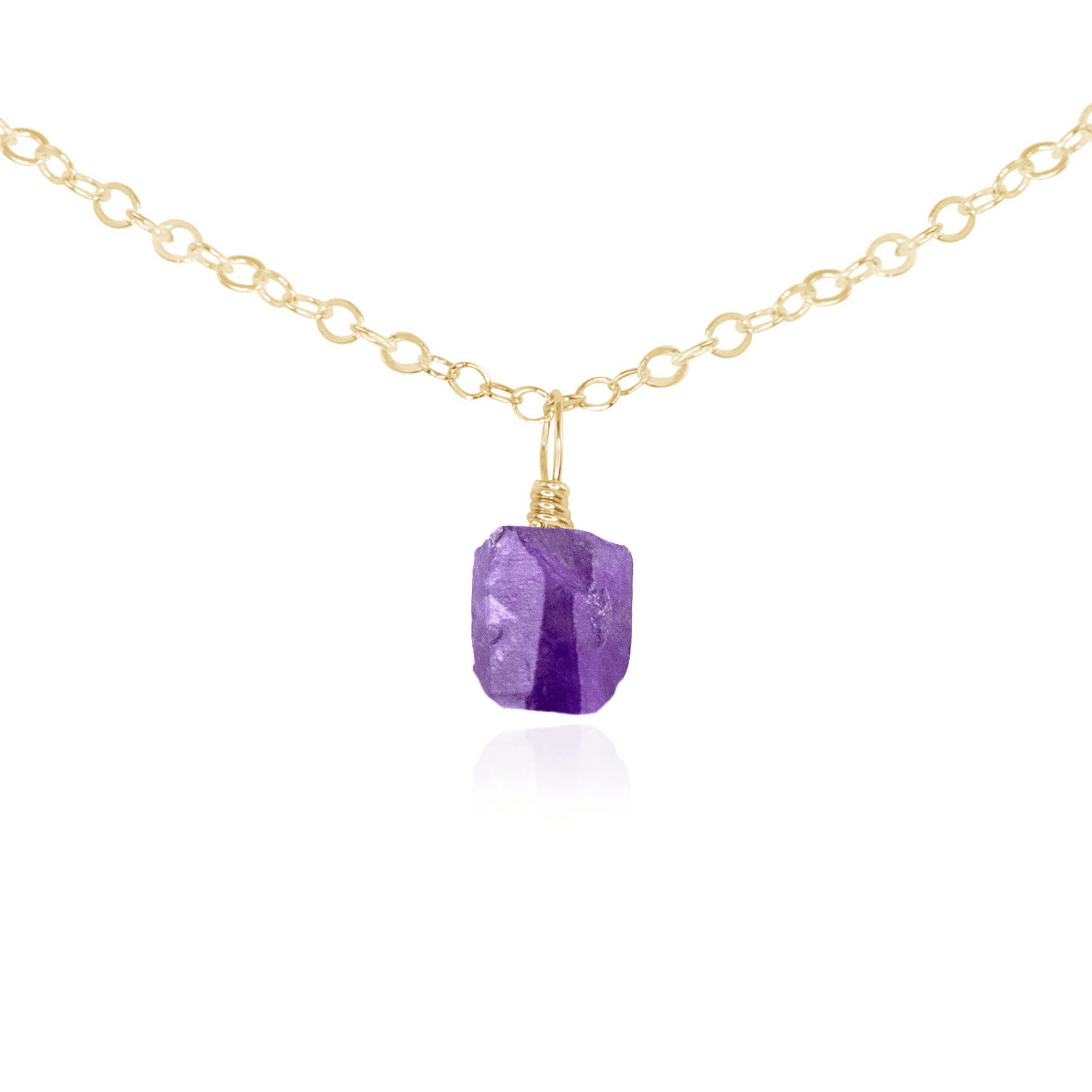 Tiny Rough Amethyst Gemstone Pendant Choker - Tiny Rough Amethyst Gemstone Pendant Choker - 14k Gold Fill / Cable - Luna Tide Handmade Crystal Jewellery
