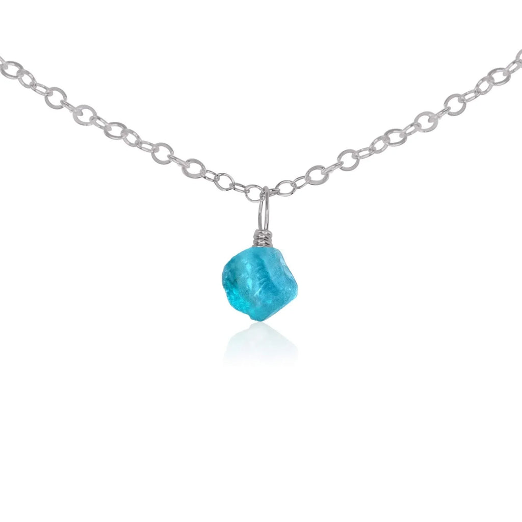 Tiny Rough Apatite Gemstone Pendant Choker - Tiny Rough Apatite Gemstone Pendant Choker - Stainless Steel / Cable - Luna Tide Handmade Crystal Jewellery