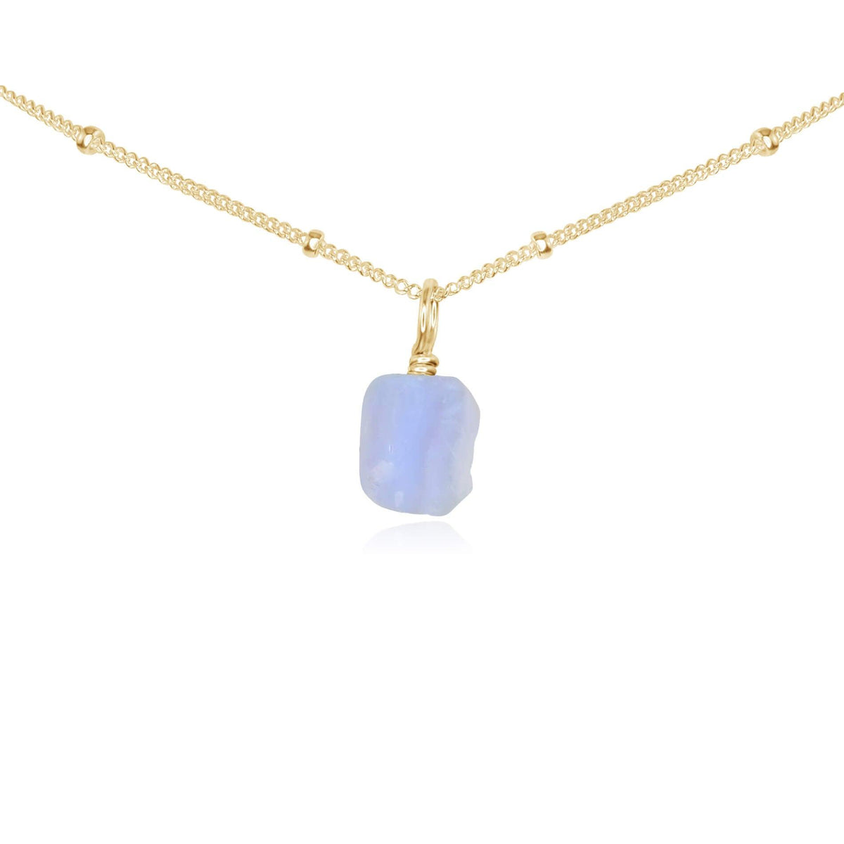 Tiny Rough Blue Lace Agate Gemstone Pendant Choker - Tiny Rough Blue Lace Agate Gemstone Pendant Choker - 14k Gold Fill / Satellite - Luna Tide Handmade Crystal Jewellery