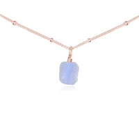 Tiny Rough Blue Lace Agate Gemstone Pendant Choker - Tiny Rough Blue Lace Agate Gemstone Pendant Choker - 14k Rose Gold Fill / Satellite - Luna Tide Handmade Crystal Jewellery