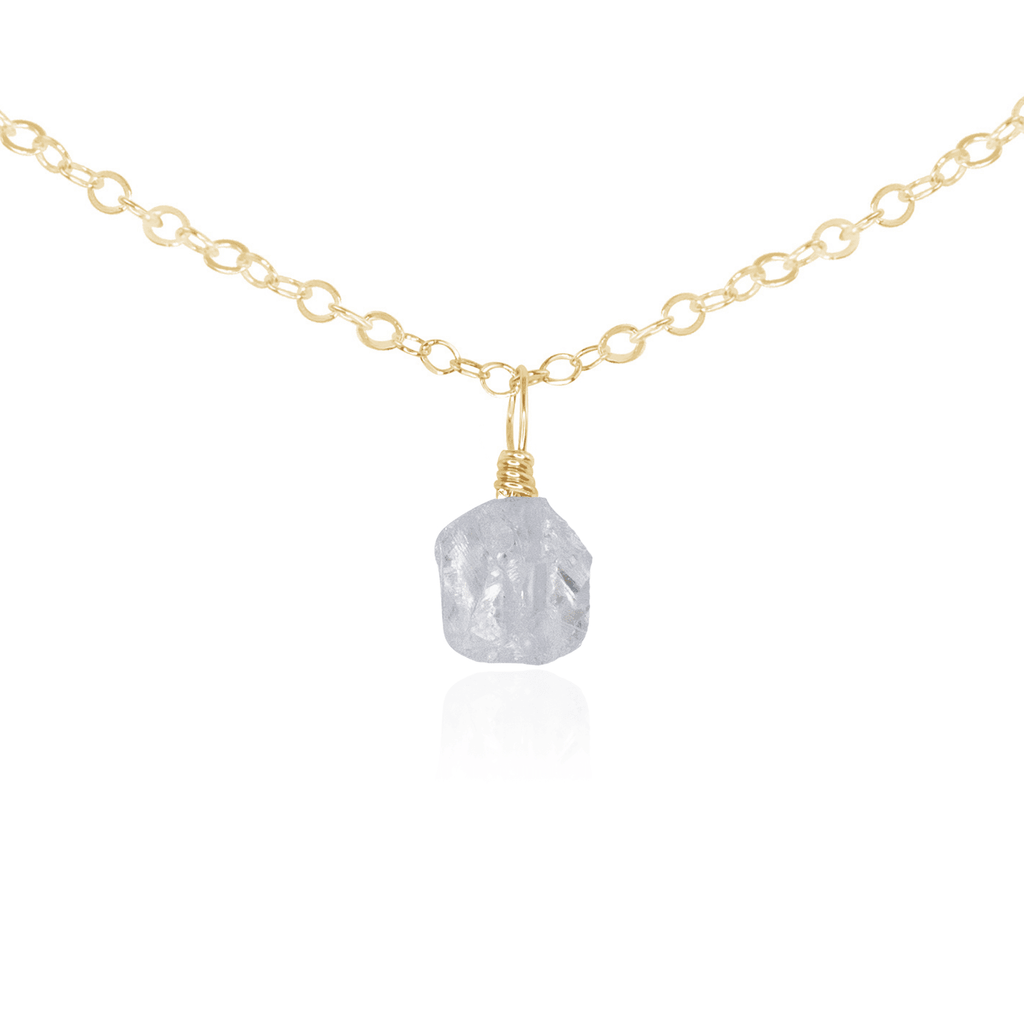 Tiny Rough Crystal Quartz Gemstone Pendant Choker - Tiny Rough Crystal Quartz Gemstone Pendant Choker - 14k Gold Fill / Cable - Luna Tide Handmade Crystal Jewellery