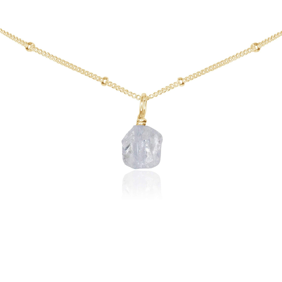 Tiny Rough Crystal Quartz Gemstone Pendant Choker - Tiny Rough Crystal Quartz Gemstone Pendant Choker - 14k Gold Fill / Satellite - Luna Tide Handmade Crystal Jewellery