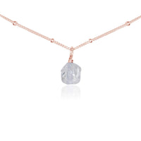 Tiny Rough Crystal Quartz Gemstone Pendant Choker - Tiny Rough Crystal Quartz Gemstone Pendant Choker - 14k Rose Gold Fill / Satellite - Luna Tide Handmade Crystal Jewellery