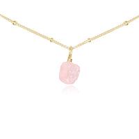 Tiny Rough Rose Quartz Gemstone Pendant Choker - Tiny Rough Rose Quartz Gemstone Pendant Choker - 14k Gold Fill / Satellite - Luna Tide Handmade Crystal Jewellery
