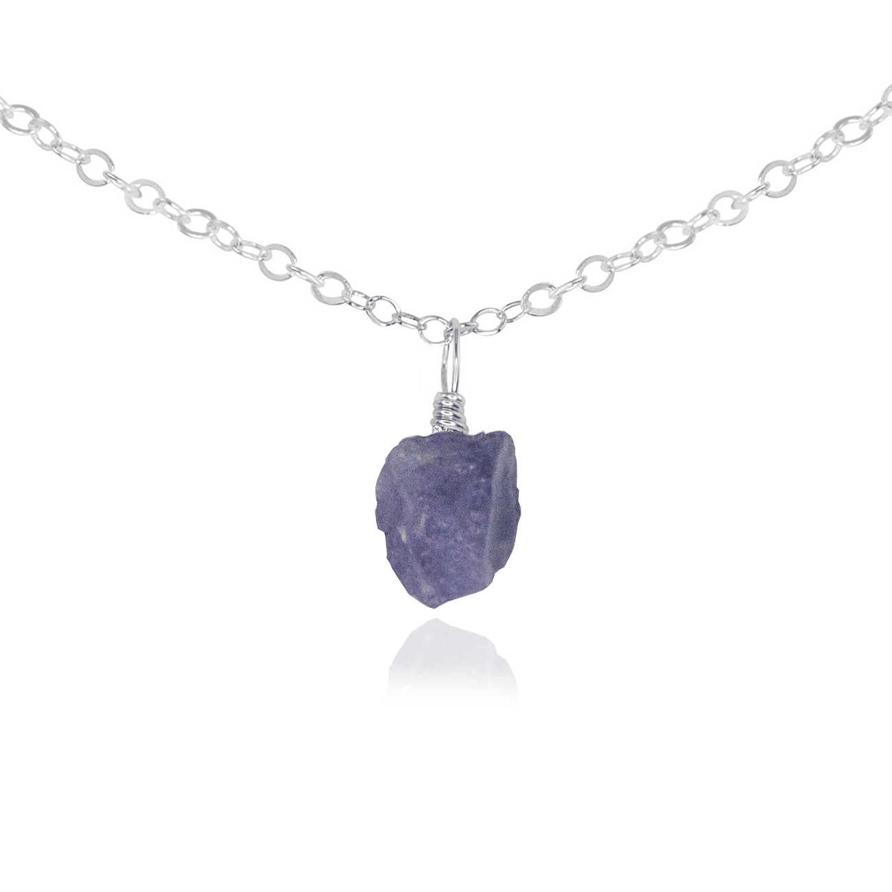 Tiny Rough Tanzanite Gemstone Pendant Choker - Tiny Rough Tanzanite Gemstone Pendant Choker - Sterling Silver / Cable - Luna Tide Handmade Crystal Jewellery