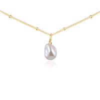 Tiny Rough White Freshwater Pearl Gemstone Pendant Choker - Tiny Rough White Freshwater Pearl Gemstone Pendant Choker - 14k Gold Fill / Satellite - Luna Tide Handmade Crystal Jewellery