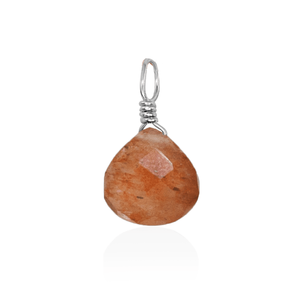 Tiny Sunstone Teardrop Gemstone Pendant - Tiny Sunstone Teardrop Gemstone Pendant - Sterling Silver - Luna Tide Handmade Crystal Jewellery