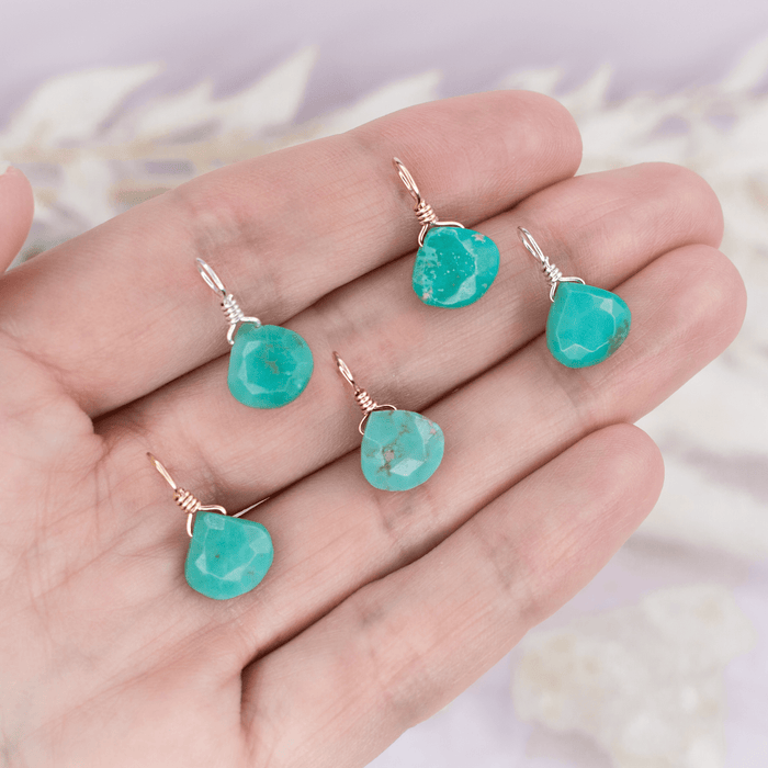 Tiny Turquoise Teardrop Gemstone Pendant - Tiny Turquoise Teardrop Gemstone Pendant - Sterling Silver - Luna Tide Handmade Crystal Jewellery