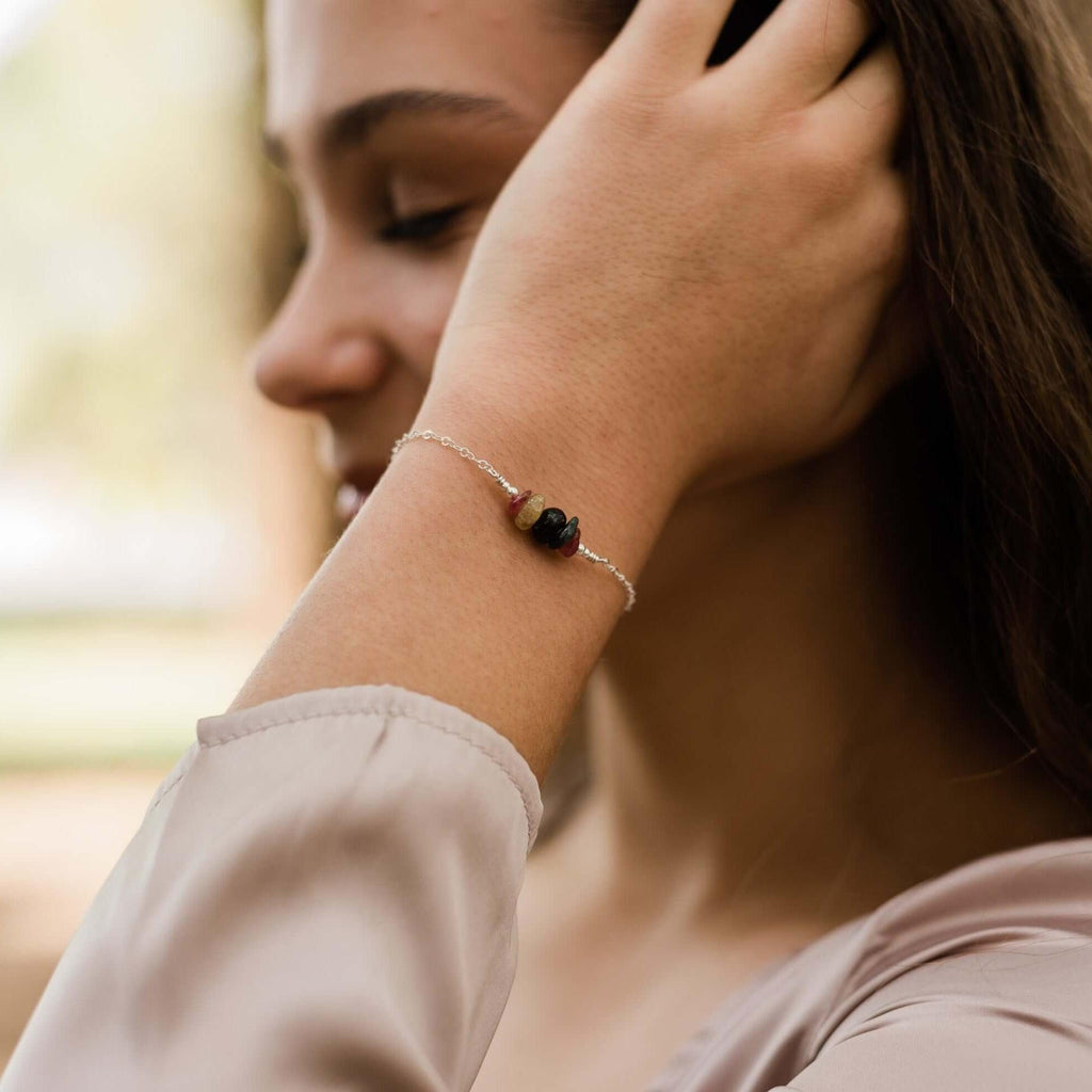 Tourmaline Chip Bead Bar Bracelet - Tourmaline Chip Bead Bar Bracelet - 14k Gold Fill - Luna Tide Handmade Crystal Jewellery