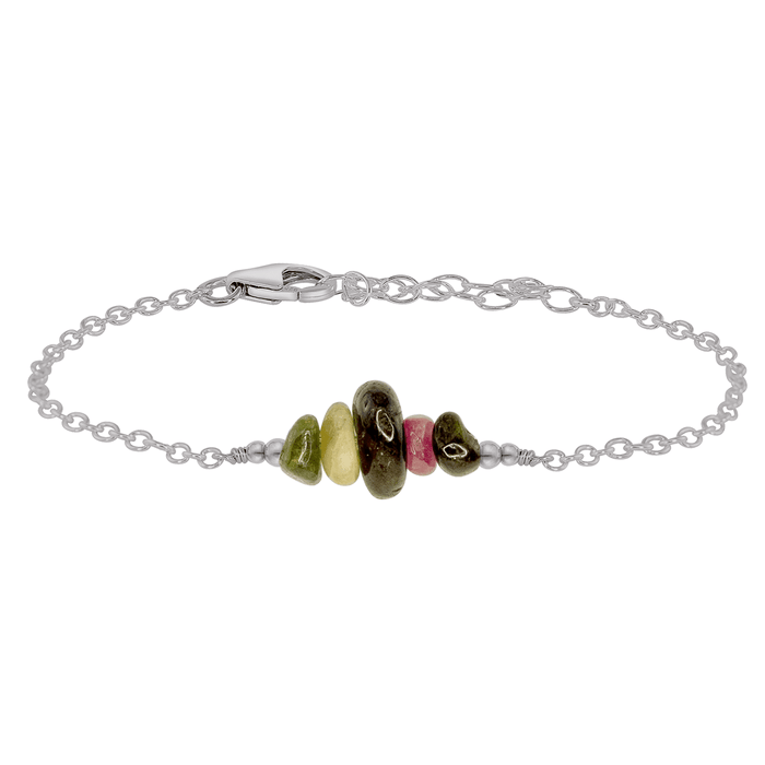 Tourmaline Chip Bead Bar Bracelet - Tourmaline Chip Bead Bar Bracelet - Stainless Steel - Luna Tide Handmade Crystal Jewellery