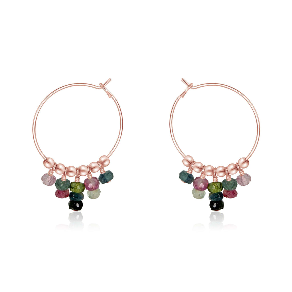 Tourmaline Statement Hoop Earrings - Tourmaline Statement Hoop Earrings - 14k Rose Gold Fill - Luna Tide Handmade Crystal Jewellery