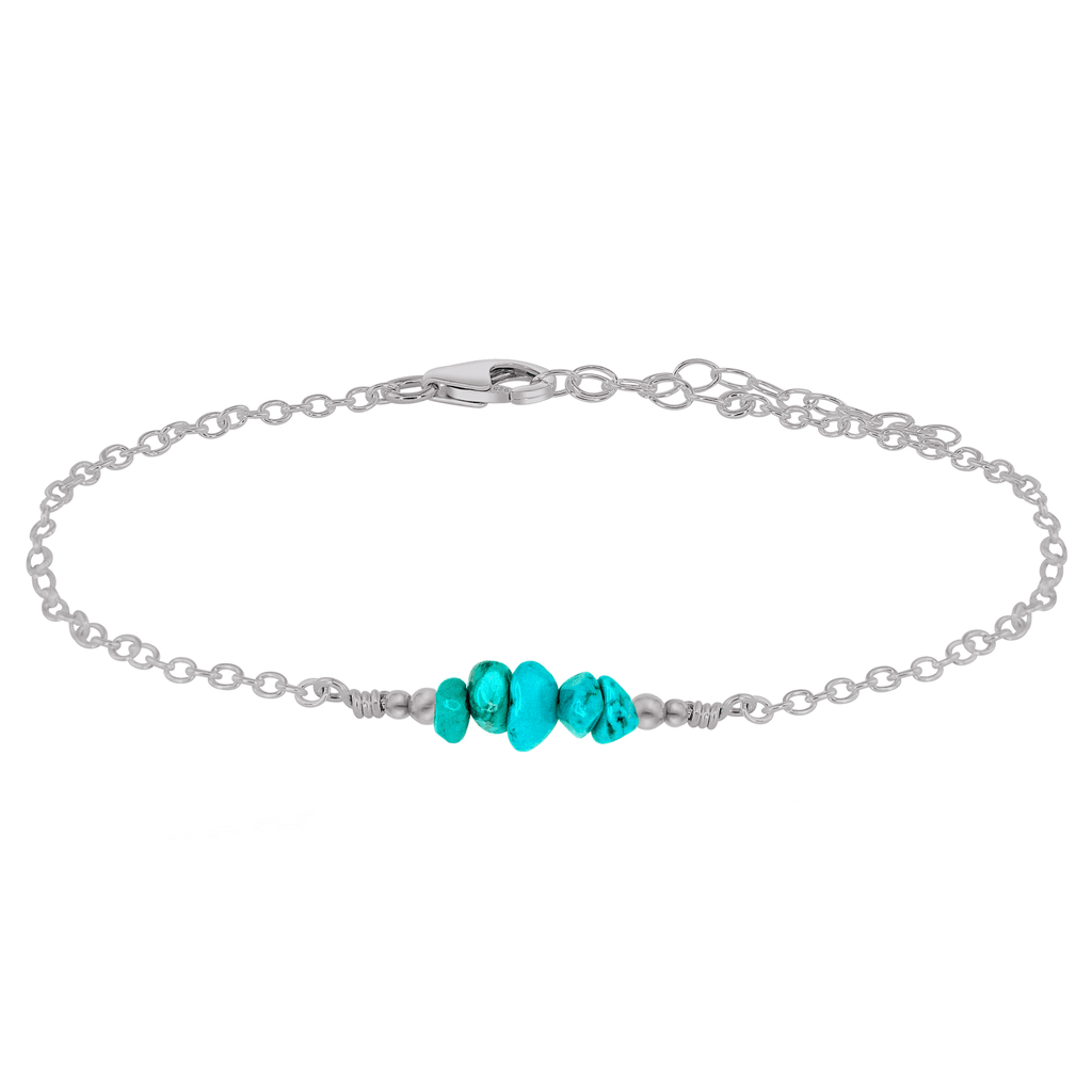 Turquoise Chip Bead Bar Anklet - Turquoise Chip Bead Bar Anklet - Stainless Steel - Luna Tide Handmade Crystal Jewellery