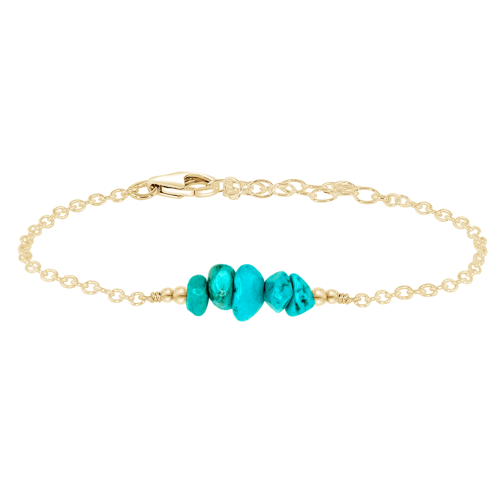 Turquoise Chip Bead Bar Bracelet - Turquoise Chip Bead Bar Bracelet - 14k Gold Fill - Luna Tide Handmade Crystal Jewellery