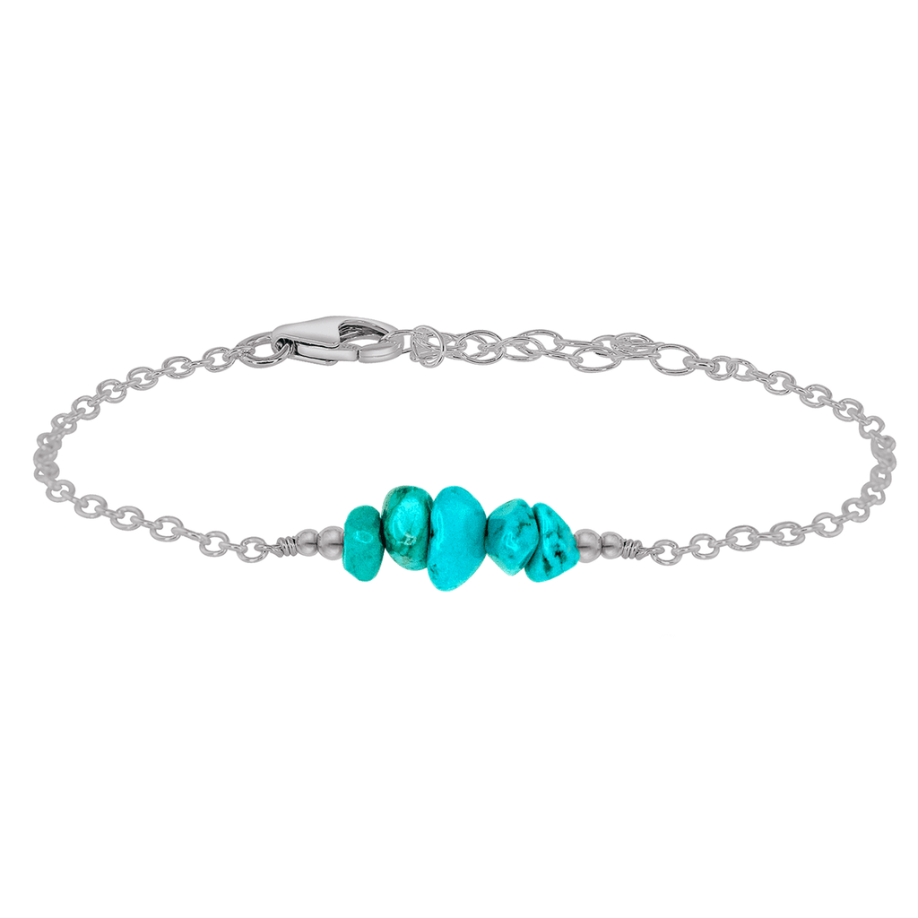 Turquoise Chip Bead Bar Bracelet - Turquoise Chip Bead Bar Bracelet - Stainless Steel - Luna Tide Handmade Crystal Jewellery