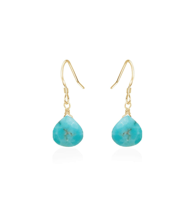 Teardrop Earrings - Turquoise - 14K Gold Fill - Luna Tide Handmade Jewellery