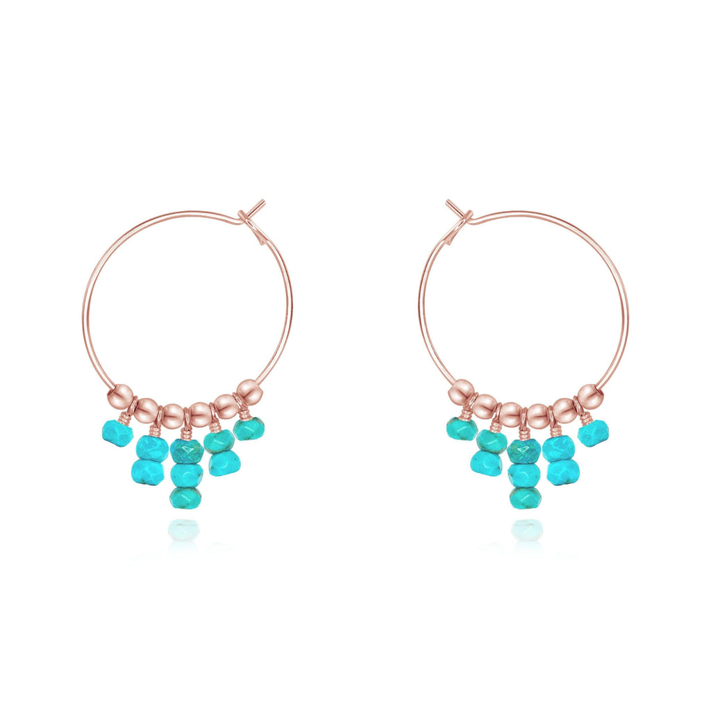 Turquoise Statement Hoop Earrings - Turquoise Statement Hoop Earrings - 14k Rose Gold Fill - Luna Tide Handmade Crystal Jewellery