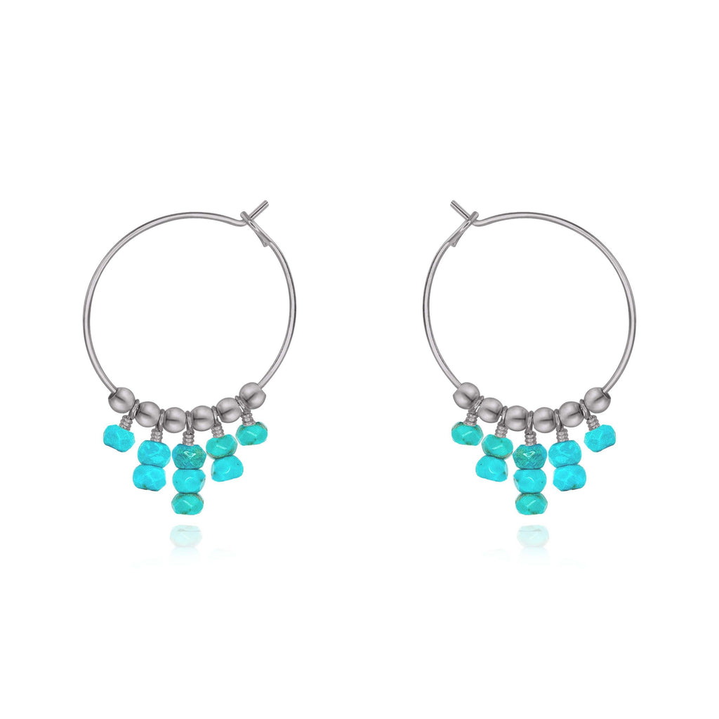 Turquoise Statement Hoop Earrings - Turquoise Statement Hoop Earrings - Stainless Steel - Luna Tide Handmade Crystal Jewellery