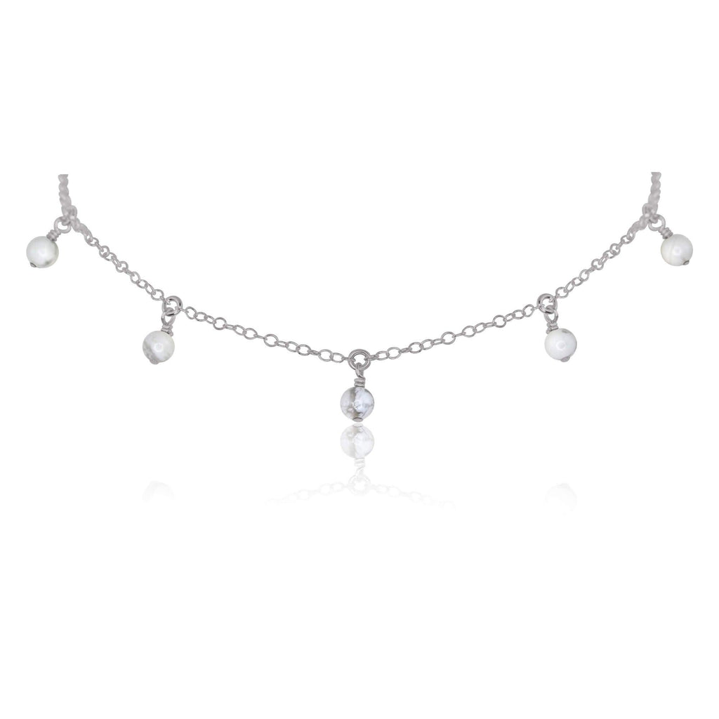 White Howlite Bead Drop Choker - White Howlite Bead Drop Choker - Stainless Steel - Luna Tide Handmade Crystal Jewellery