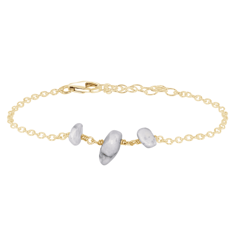 Beaded Chain Bracelet - Howlite - 14K Gold Fill - Luna Tide Handmade Jewellery