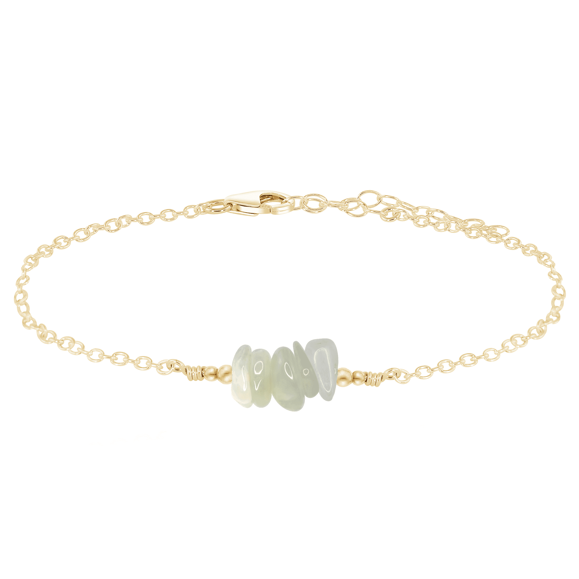White moonstone Chip Bead Bar Anklet - White moonstone Chip Bead Bar Anklet - 14k Gold Fill - Luna Tide Handmade Crystal Jewellery