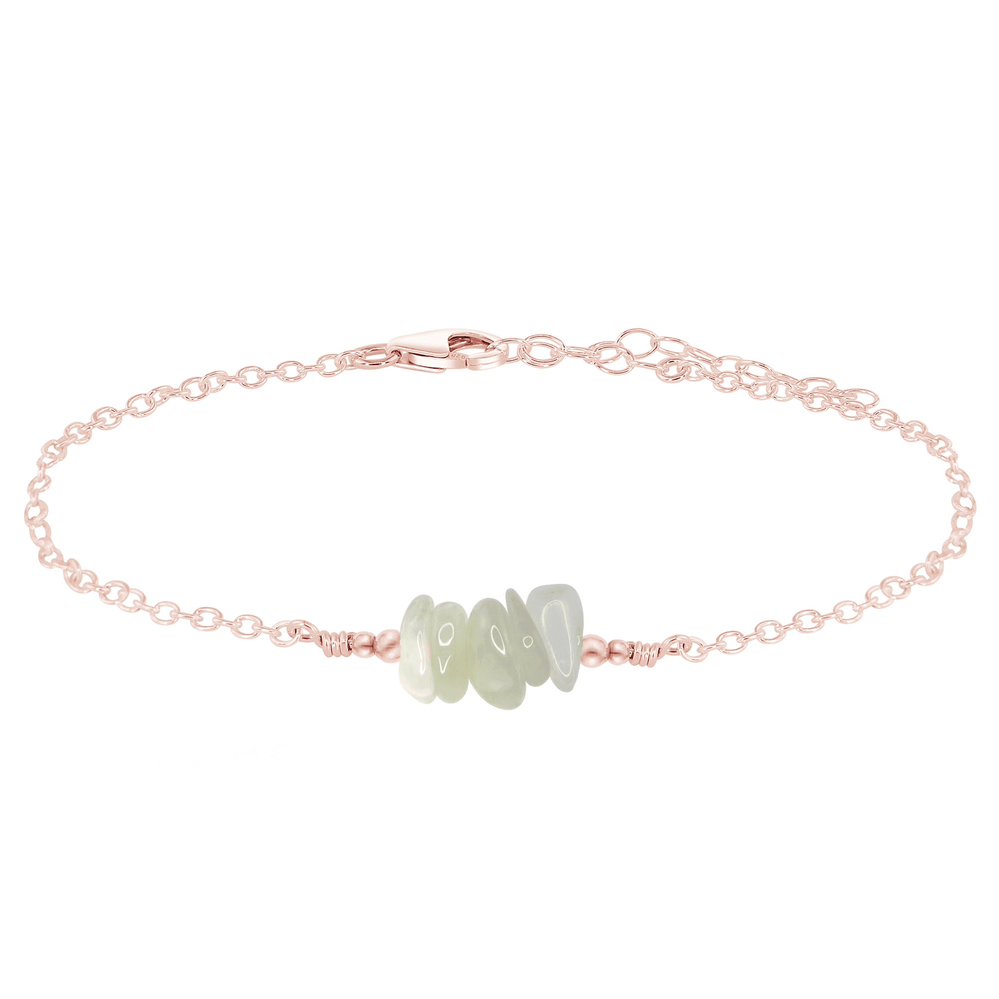 White moonstone Chip Bead Bar Anklet - White moonstone Chip Bead Bar Anklet - 14k Rose Gold Fill - Luna Tide Handmade Crystal Jewellery