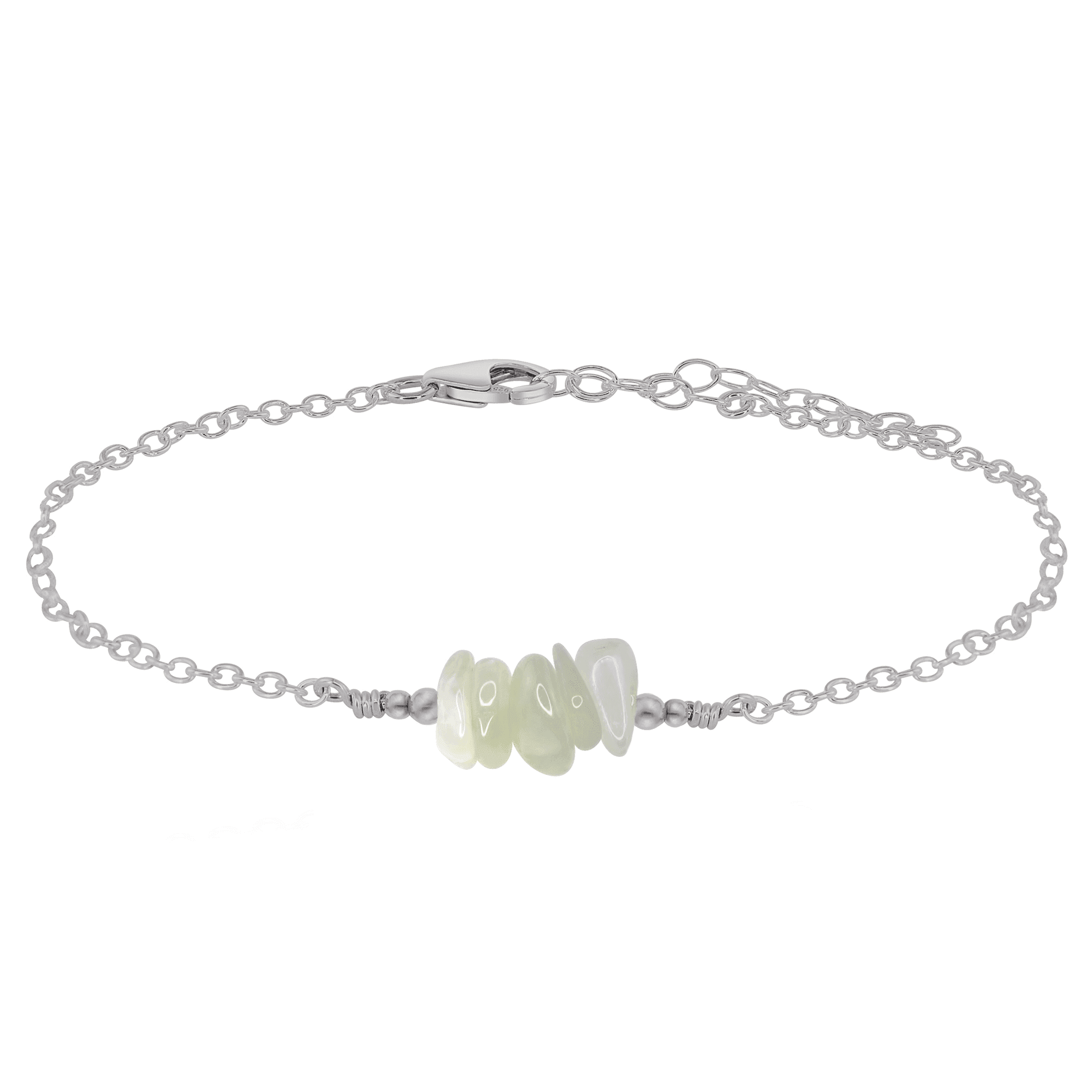 White moonstone Chip Bead Bar Anklet - White moonstone Chip Bead Bar Anklet - Stainless Steel - Luna Tide Handmade Crystal Jewellery