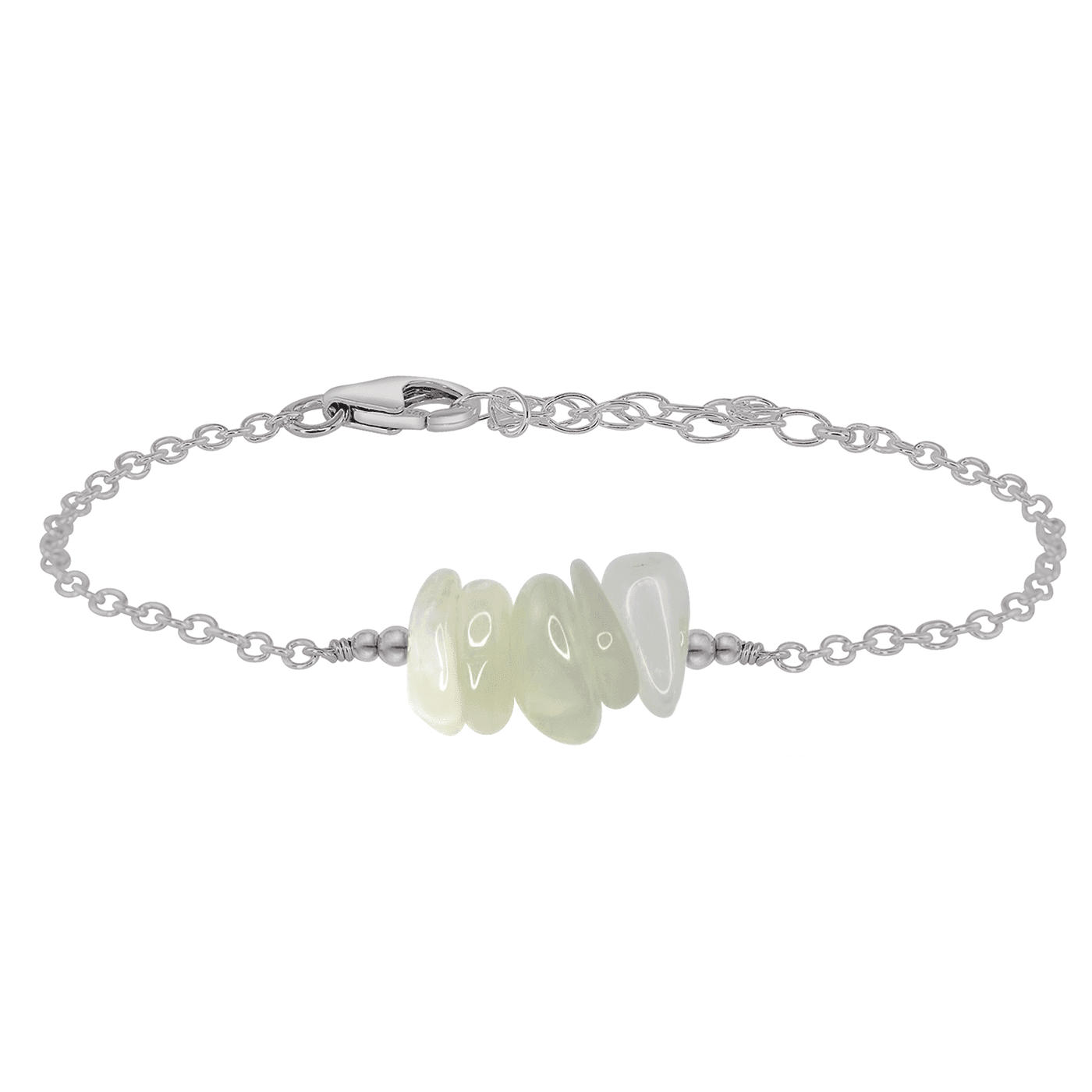 White moonstone Chip Bead Bar Bracelet - White moonstone Chip Bead Bar Bracelet - Stainless Steel - Luna Tide Handmade Crystal Jewellery