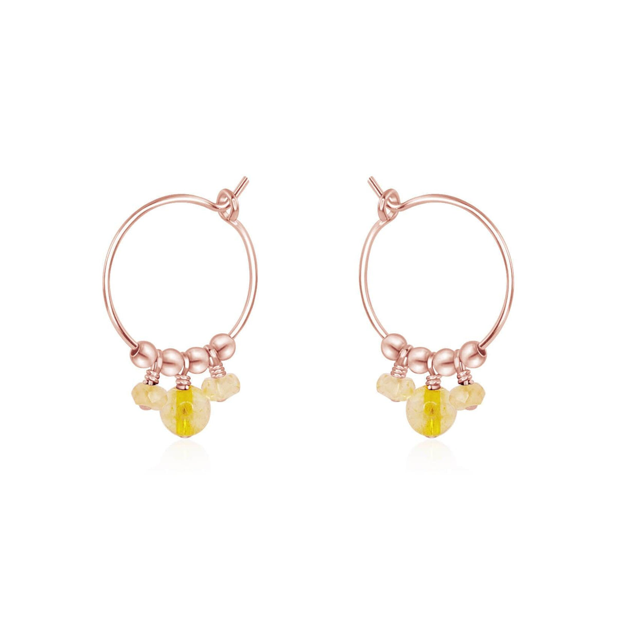 Hoop Earrings - Citrine - 14K Rose Gold Fill - Luna Tide Handmade Jewellery